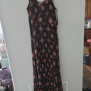 Torrid Black and Orange Patterned Maxi Dress